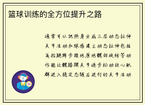 篮球训练的全方位提升之路